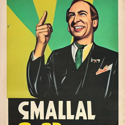 Image similar to saul goodman pointing at you while smiling, 1 9 4 0's propaganda poster