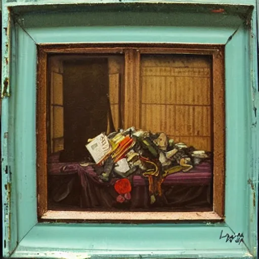 Image similar to “painting of garbage in raphaelite style”