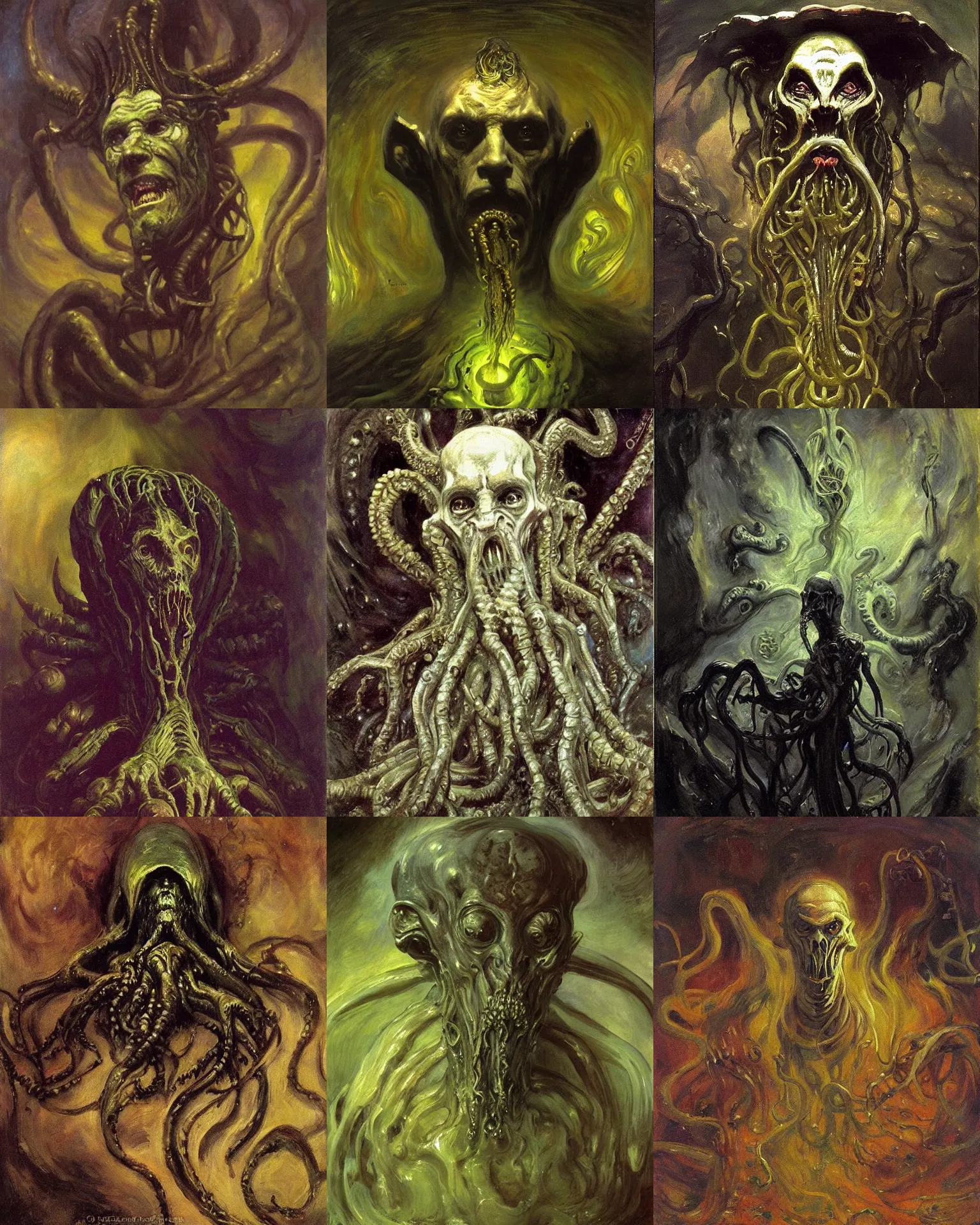 Prompt: portrait of inconceivable otherworldly alien elder god, painting by john singer sargent, hp lovecraft, dore, richard schmid, ilya repin. cthulu lovecraft mythology