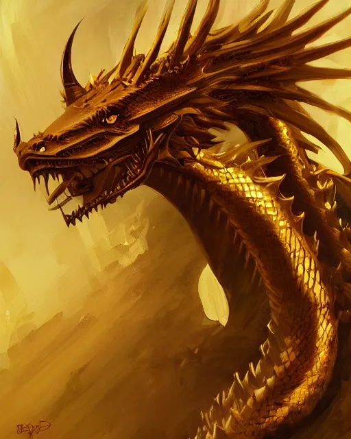 Image similar to portrait of a golden dragon by bayard wu