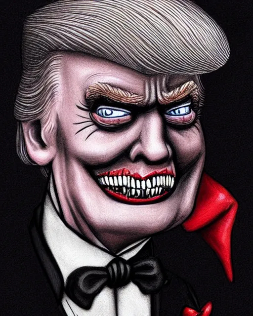 Image similar to dracula donald trump, character portrait, close up, concept art, intricate details, highly detailed in the style of otto dix