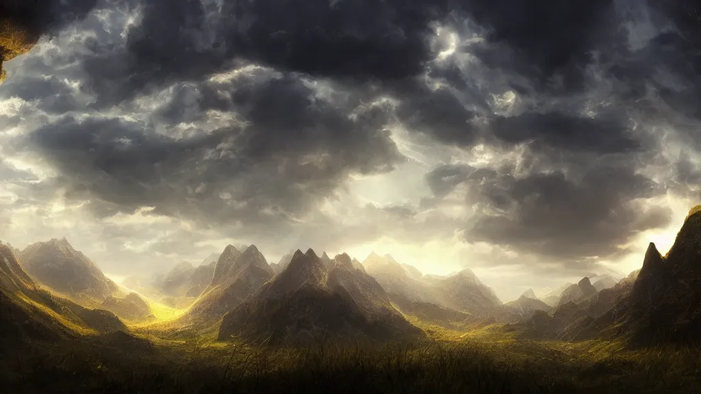 Image similar to incredible desktop background of a landscape, trending on artstation, dramatic lighting