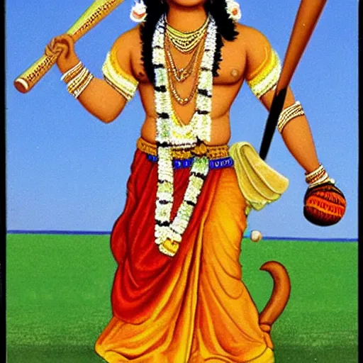 Image similar to hindu god lord krishna playing baseball