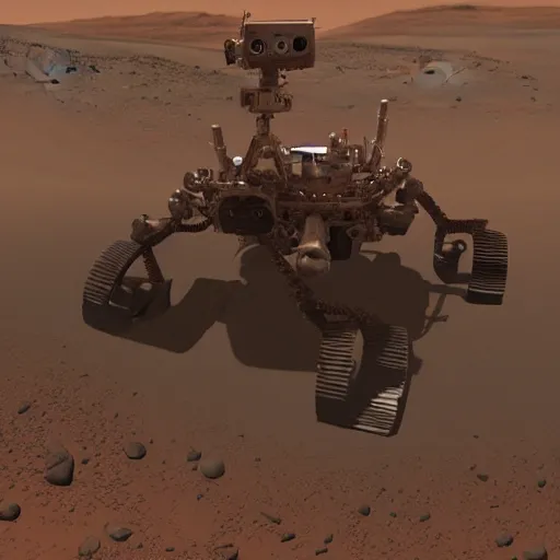 Prompt: Robots on Mars, Unreal,by Hayao Miyazaki
