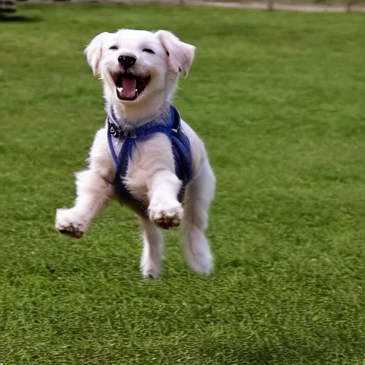 Prompt: a cute dog with the zoomies