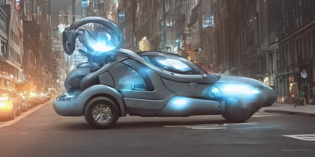 Prompt: low - angle medium shot of a bug space alien from the future on the first day of driver's ed learns to parallel park. 8 k, 4 k, hq, 3 d render, digital art, dramatic lighting, comedy, science fiction, hyper realistic, ultra detailed. style of fifth element ( film )