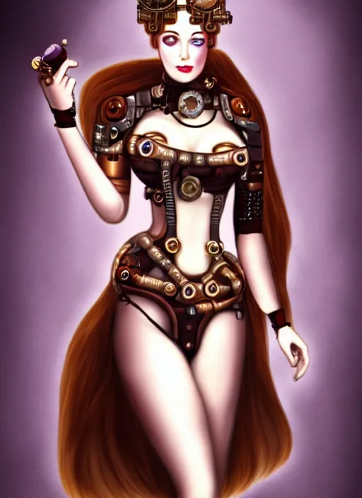 Prompt: image of beautyful female android steampunk,