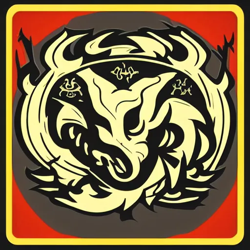 Prompt: logo of a dragon holding a shield and sword