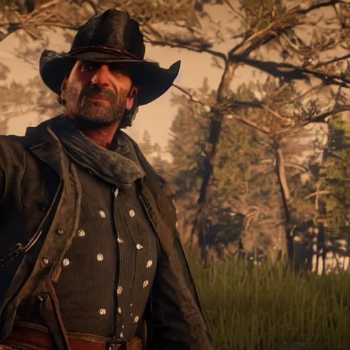 Prompt: raph fiennes stars as uncle in the playstation 4 video game red dead redemption 2, high quality screenshot