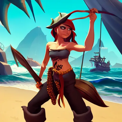 Image similar to jack the pirate mermaid on sea of thieves game avatar hero, behance hd by jesper ejsing, by rhads, makoto shinkai and lois van baarle, ilya kuvshinov, rossdraws global illumination