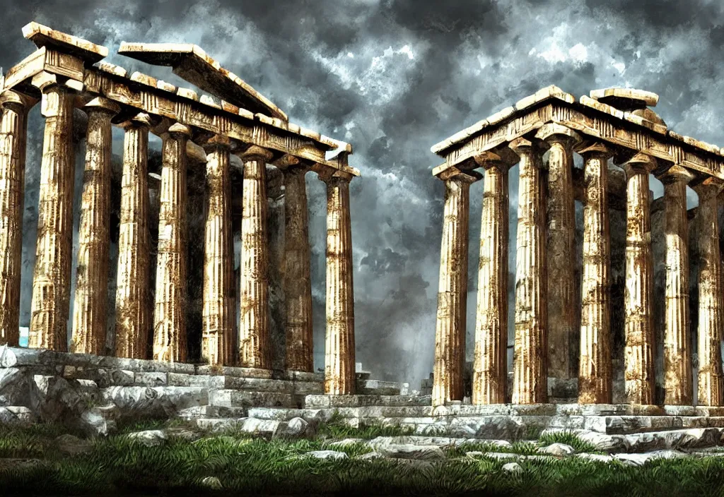 Prompt: a picture of a greek temple, dedicated to zeus, epic, detailed, intricate, digital painting, concept art, realistic, smooth, focus, rim light