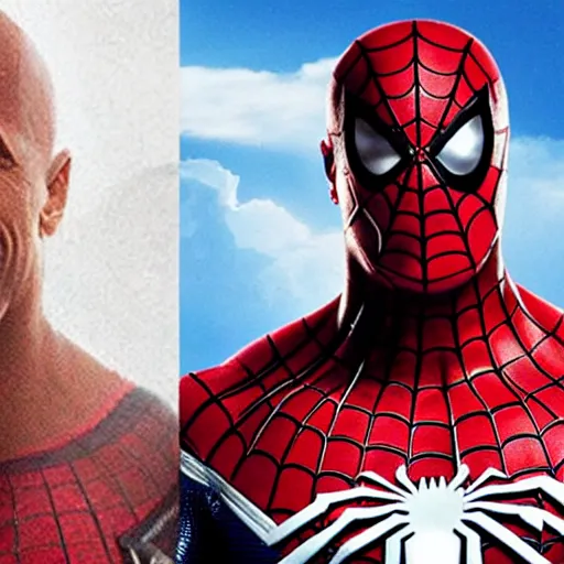 Image similar to Dwayne Johnson as Spiderman