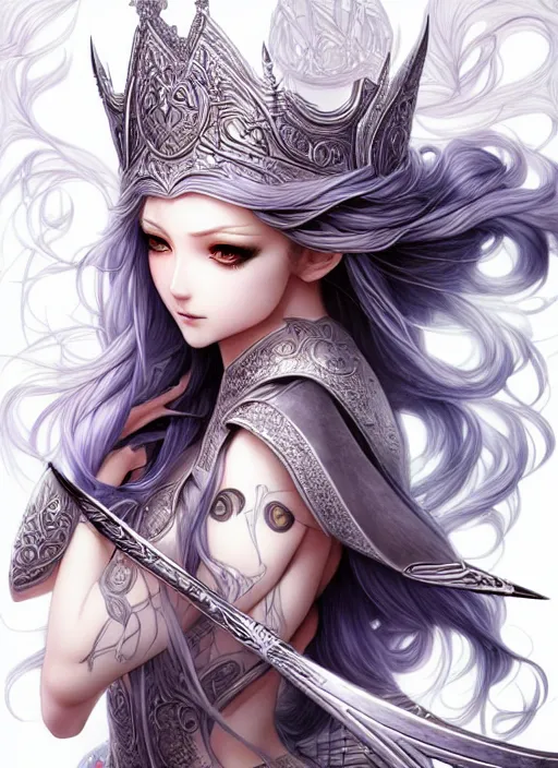 Prompt: elven princess assassin, beautiful shadowing, 3 d shadowing, reflective surfaces, illustrated completely, 8 k beautifully detailed pencil illustration, extremely hyper - detailed pencil illustration, intricate, epic composition, very very kawaii, masterpiece, bold complimentary colors. stunning masterfully illustrated by artgerm and range murata.