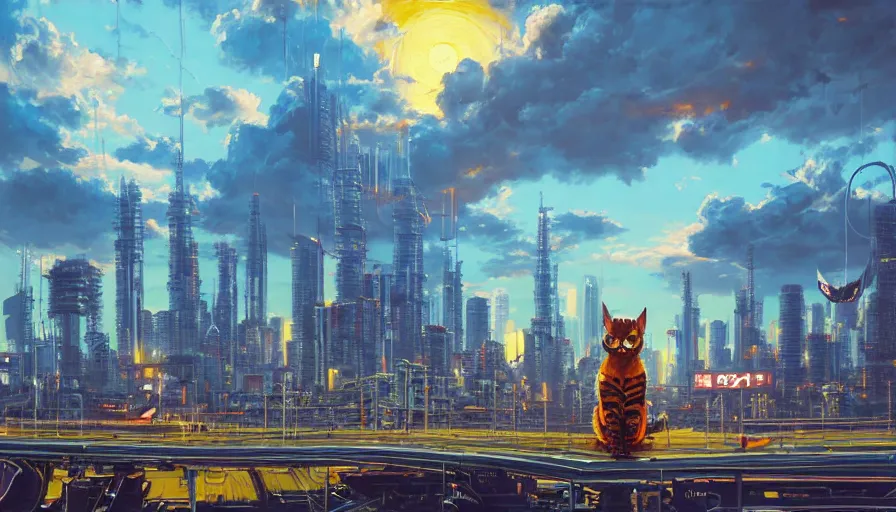 an intricate oil painting of a giant anime cat mecha | Stable Diffusion |  OpenArt