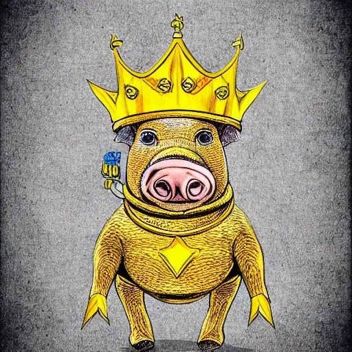 Spiteful And Insidious Old Rat King With A Shabby Tail, Wearing A Gold Crown  And A Chain, Grinning Out Of Its Dark Hole, Vector Cartoon Illustration On  A White Background Royalty Free