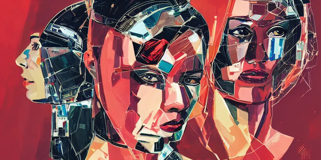 Image similar to a portrait of a single female android, by MARVEL comics and Sandra Chevrier