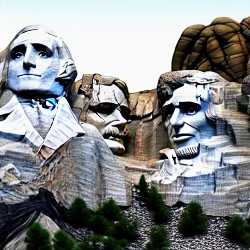 Image similar to mount rushmore with anime girls stone sculptures photographic midday clear lighting