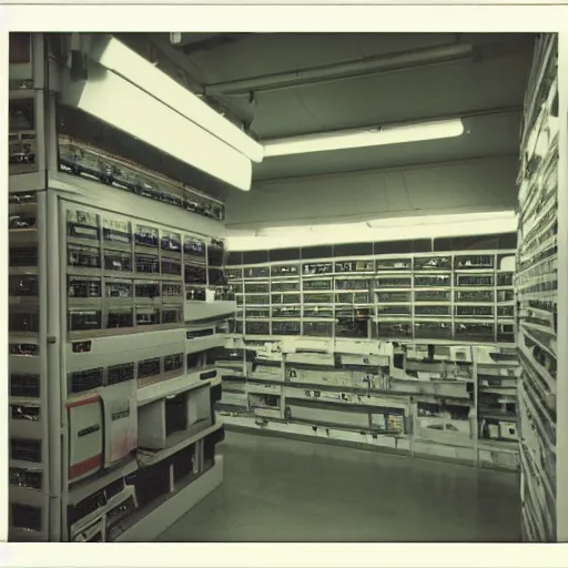 Image similar to electronics bay in 1990. As described by William Gibson. Polaroid