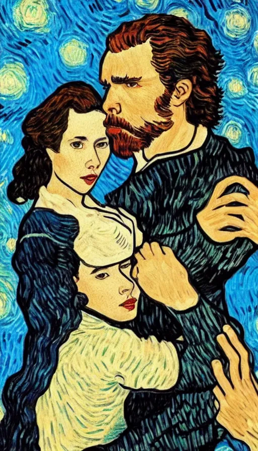 Prompt: reylo in the style of van gogh