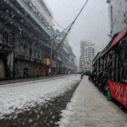 Prompt: snowing on Rio de Janeiro