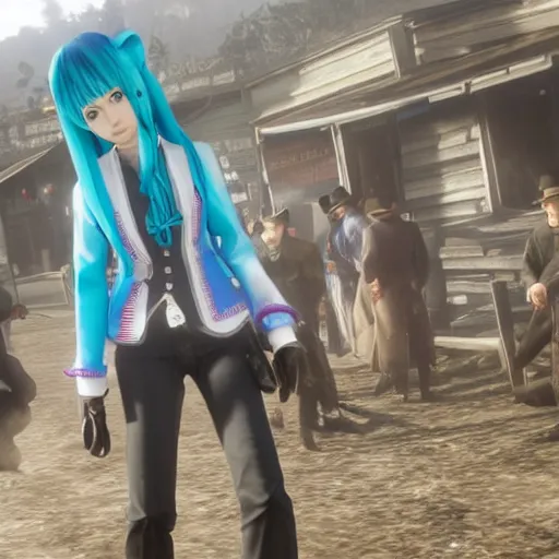 Image similar to red dead 2 hatsune miku in game