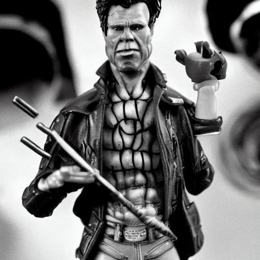 Prompt: Tom Waits as a He-Man action figure from the 1980s