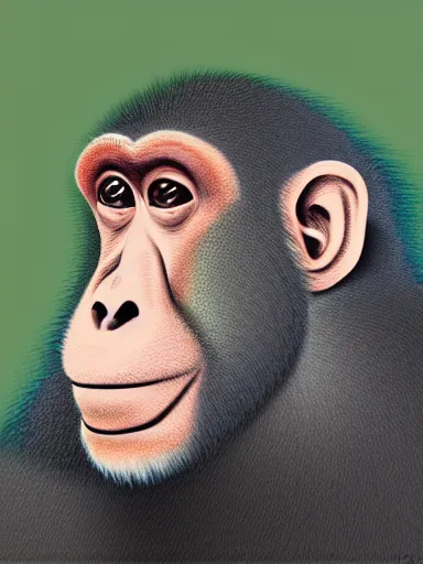 Prompt: monkey, digital painting, highly detailed