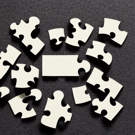 Image similar to pile of puzzle pieces arrange in a question mark, overhead shot, Sony a79, stock photo, desktop background, minimalist,