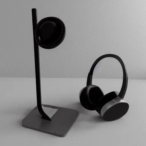 Prompt: headphone stand machine, futuristic, techno, cyberpunk, product design, render, concept, fun, swag