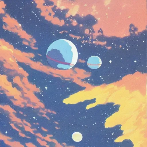 Prompt: A painting of space by Studio Ghibli