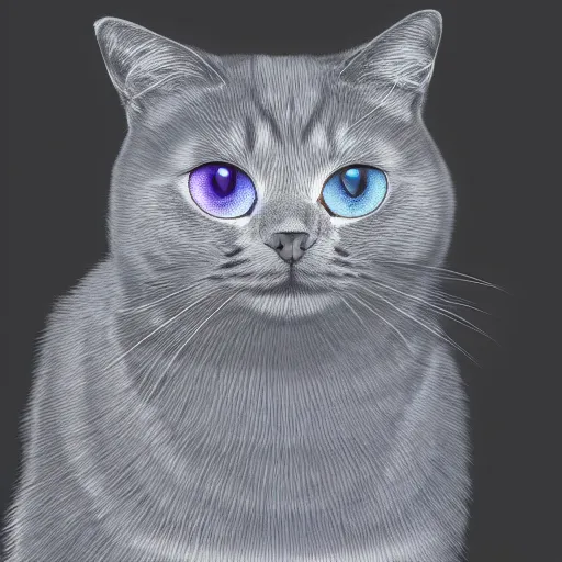 Image similar to an all knowing cat with glowing teal eyes, 4 k, digital art