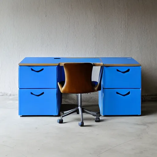 Image similar to a blue hexagonal desk