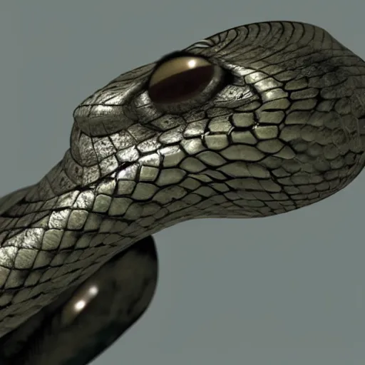 Prompt: realistic, snake from metal gear, with glowing neon eyes, finely detailed, 4 k, photorealistic, cycles engine,