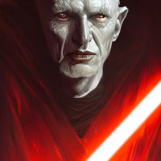 Prompt: A portrait of darth plagueis, sith, Star Wars art, art by greg rutkowski, matte painting, trending on artstation