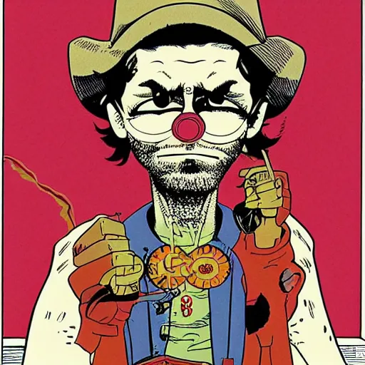 Image similar to powerful psychic guy emitting psychic powers, psychic, psychic powers, magic, by jamie hewlett, by geof darrow, aesthetic!,