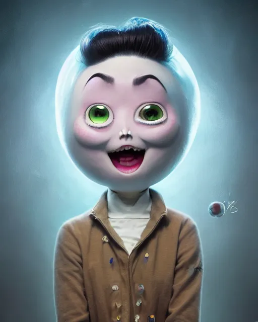 Prompt: an epic comic book style full body portrait painting of ghost bubble head, elegant, character design by Mark Ryden and Pixar and Hayao Miyazaki, unreal 5, DAZ, hyperrealistic, octane render, cosplay, RPG portrait, dynamic lighting, intricate detail, summer vibrancy, cinematic