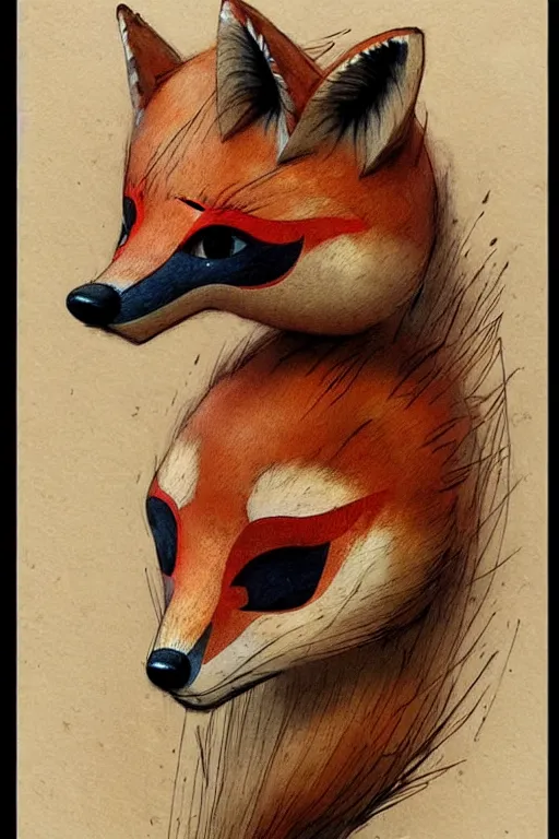 Image similar to ( ( ( ( ( traditional peru stylized wooden fox mask. muted colors. ) ) ) ) ) by jean - baptiste monge!!!!!!!!!!!!!!!!!!!!!!!!!!!