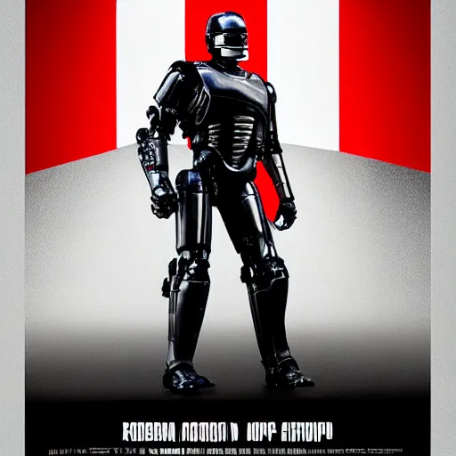 Image similar to a film poster of robocop with nicolas cage, realism, film grain