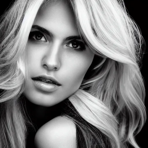 Image similar to b&w fashion portrait of a pretty blond woman