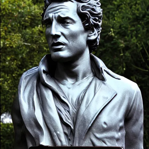 Image similar to photorealistic marble statue of Bruce Springsteen