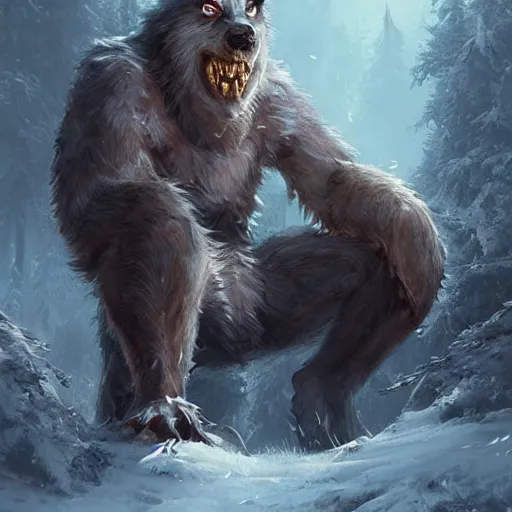 giant muscular yeti monster with glowing yellow eyes, Stable Diffusion