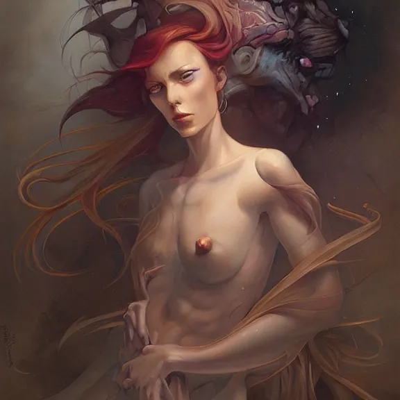 Image similar to a highly detailed beautiful portrait in the style of peter mohrbacher and in the style of jean delville.