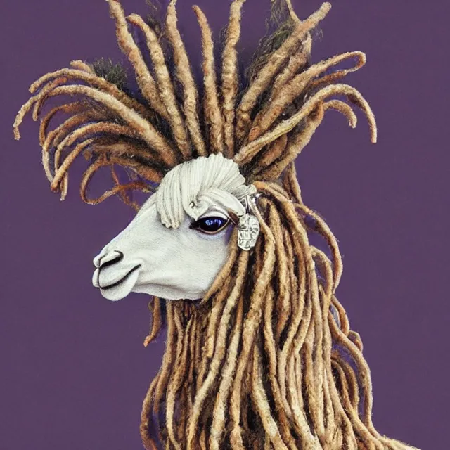 Image similar to llama with dreadlocks, by mandy jurgens, ernst haeckel, el anatsui, by hsiao, james jean