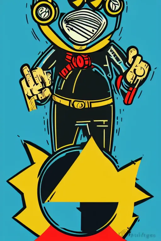 Image similar to fallout 7 6 retro futurist illustration art by butcher billy, sticker, colorful, illustration, highly detailed, simple, smooth and clean vector curves, no jagged lines, vector art, smooth andy warhol style