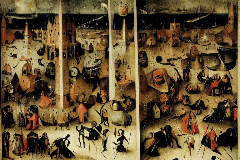 Image similar to wall street trading floor by hieronymus bosch