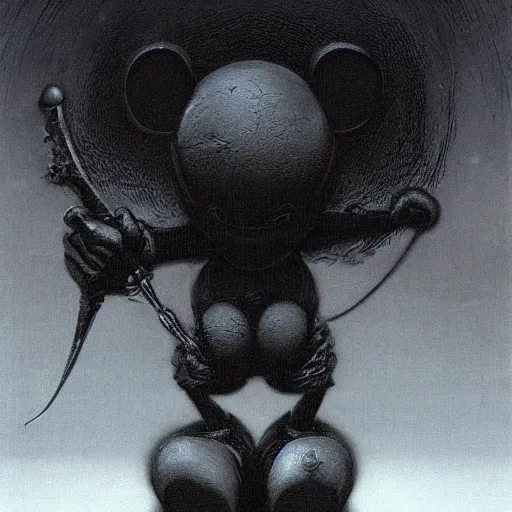 Image similar to Mickey mouse as a dark souls boss by zdzisław beksiński