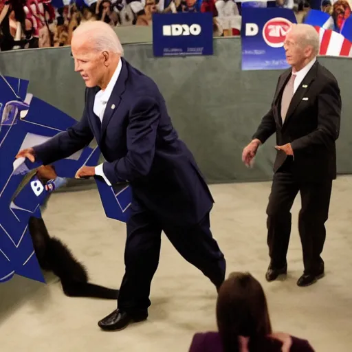 Prompt: joe biden fighting an ape