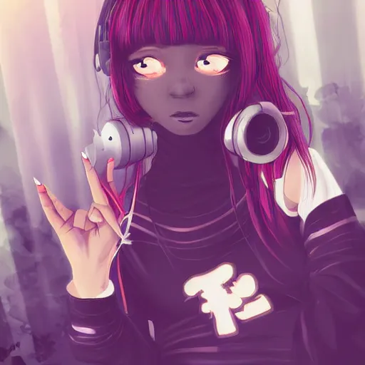 Image similar to lofi hiphop girl by Yuumei deviantart, yummeiart.com, pixiv