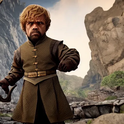 Image similar to Tyrion Lannister fighting in apex legends