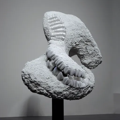 Prompt: a tooth sculpturein in daniel arsham style